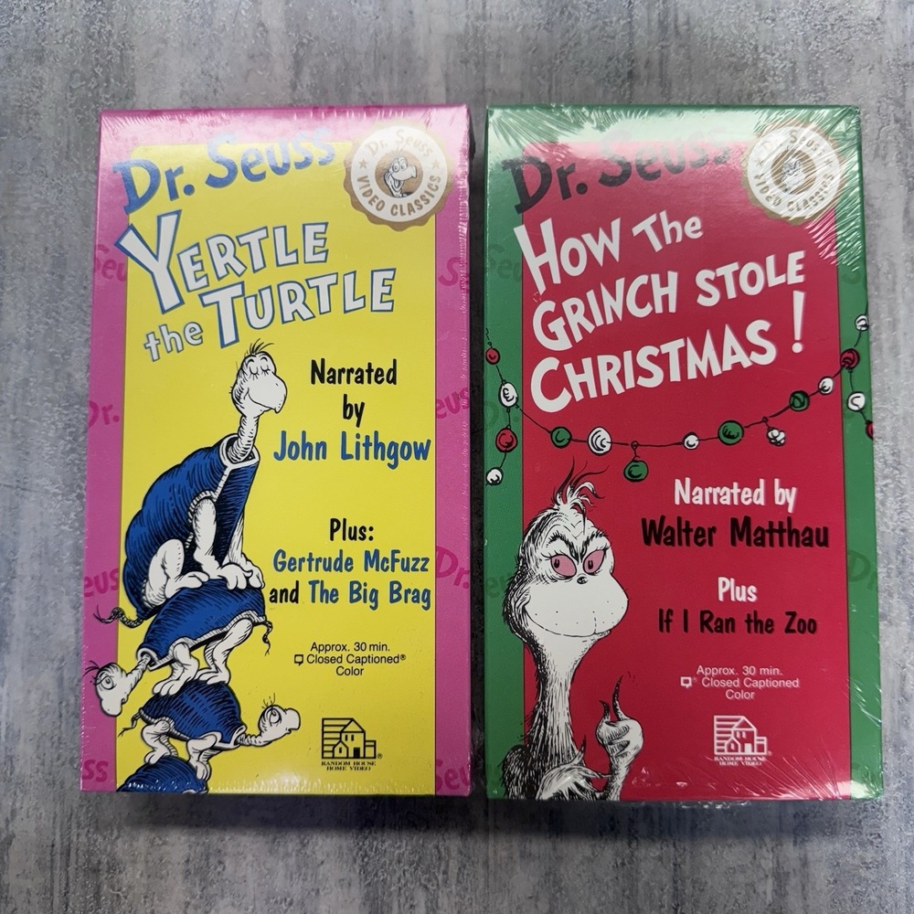 New Sealed Dr. Seuss Yertle the Turtle & Grinch VHS 1992 Video Tape VTG